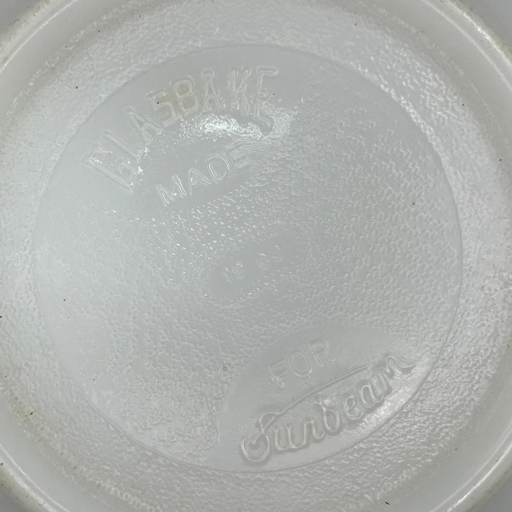 Vintage GLASBAKE Large White Milk Glass Mixing Bowl Made for SUNBEAM 19CJ